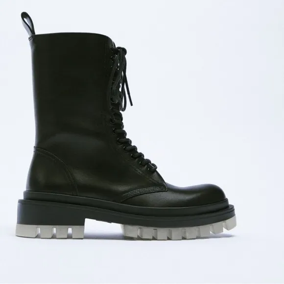 ZARA TRANSPARENT SOLE LEATHER ANKLE BOOTS SZ 6