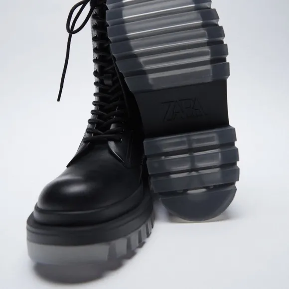 ZARA TRANSPARENT SOLE LEATHER ANKLE BOOTS SZ 6