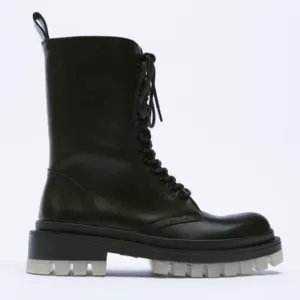 ZARA TRANSPARENT SOLE LEATHER ANKLE BOOTS SZ 6