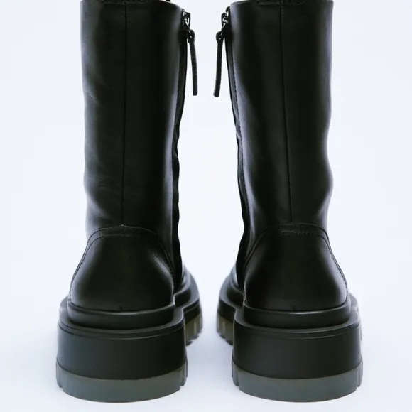 ZARA TRANSPARENT SOLE LEATHER ANKLE BOOTS SZ 6
