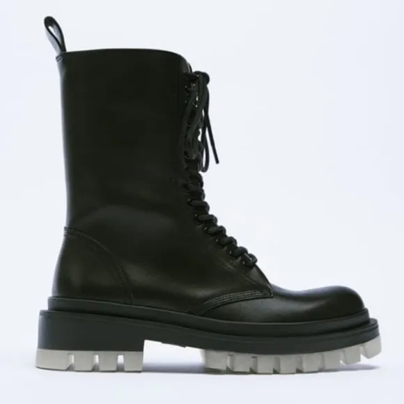 ZARA TRANSPARENT SOLE LEATHER ANKLE BOOTS SZ 6