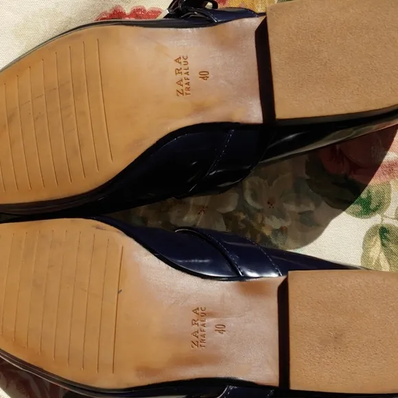Zara TRF Navy Blue Loafer Shoes with Fringe and Buckle Women's US 9 EU 40