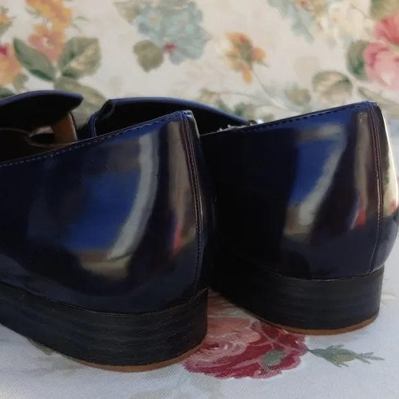 Zara TRF Navy Blue Loafer Shoes with Fringe and Buckle Women's US 9 EU 40