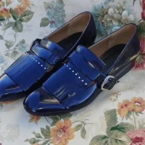 Zara TRF Navy Blue Loafer Shoes with Fringe and Buckle Women's US 9 EU 40