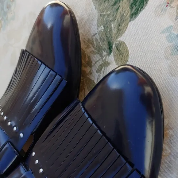 Zara TRF Navy Blue Loafer Shoes with Fringe and Buckle Women's US 9 EU 40