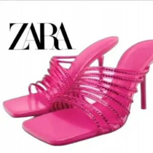 Zara Vinyl Clear Pink Rhinestone High Heels Sandals Size 11