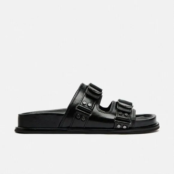 ZARA BUCKLED LEATHER SANDALS