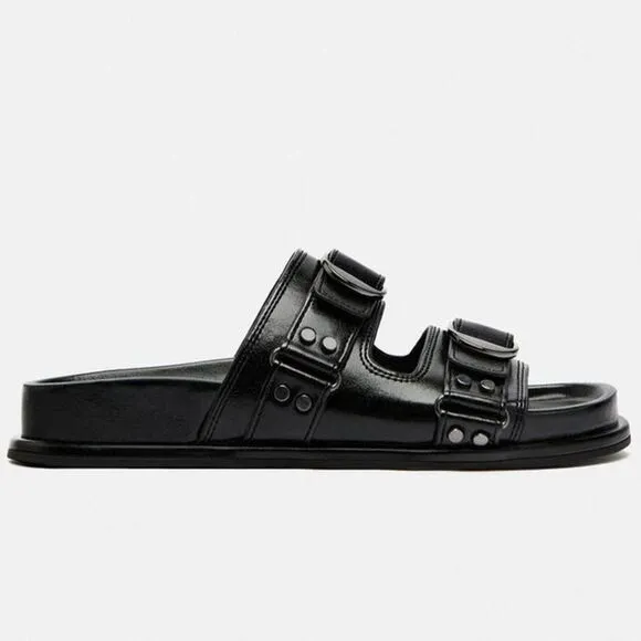ZARA BUCKLED LEATHER SANDALS
