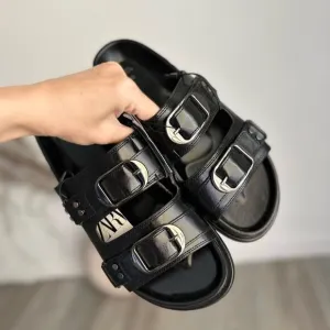 ZARA BUCKLED LEATHER SANDALS