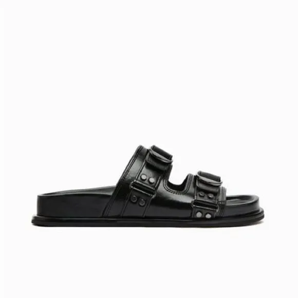 ZARA BUCKLED LEATHER SANDALS