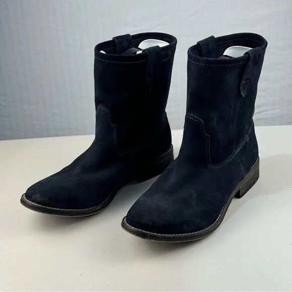 ZIGI Girl Cannon Black Suede Boots Women’s Size 7 Rugged Slouch Biker Ankle Boot