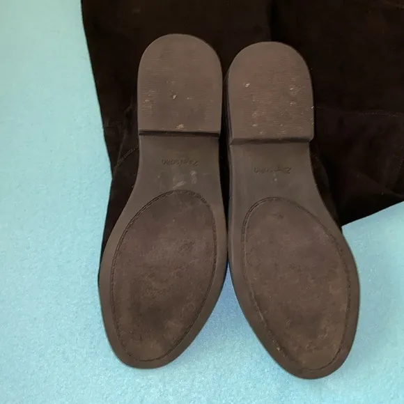 ZIGI SOHO Karsten over the knee faux suede slip on tie at top black boots size 8