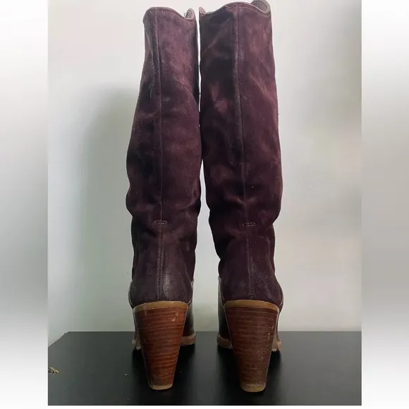 Zodiac Burgundy Suede/Leather Tall Western Boots Size 6