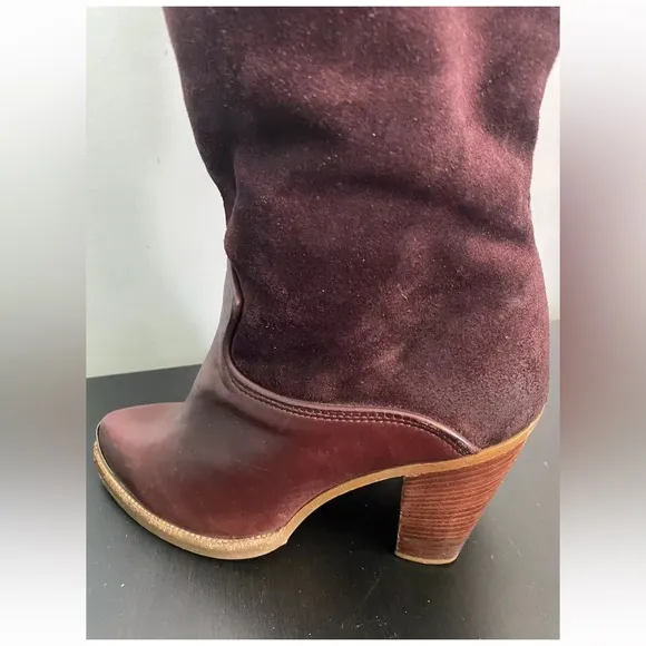 Zodiac Burgundy Suede/Leather Tall Western Boots Size 6