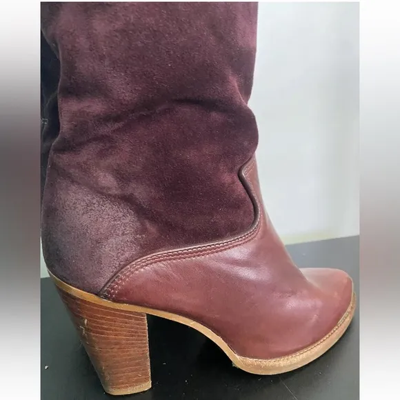 Zodiac Burgundy Suede/Leather Tall Western Boots Size 6