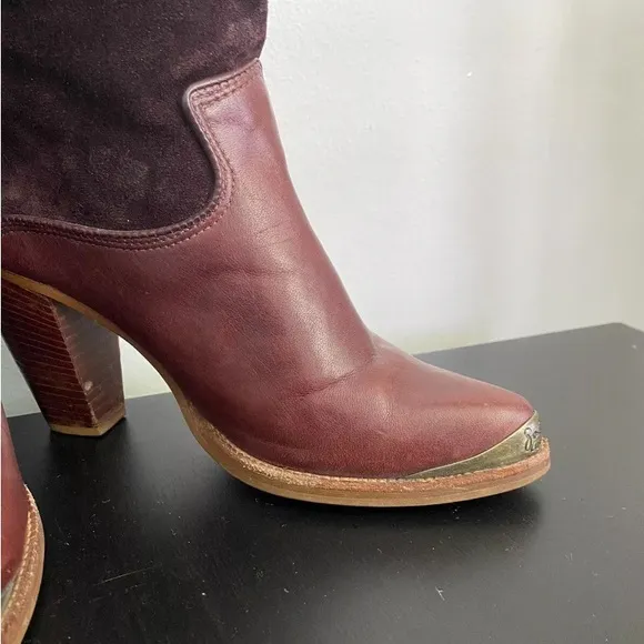 Zodiac Burgundy Suede/Leather Tall Western Boots Size 6