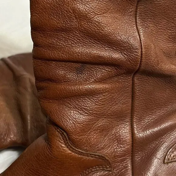 Zodiac Cowboy Boots 450 Hug Acorn Brown Leather Coastal Cowgirl Size 10