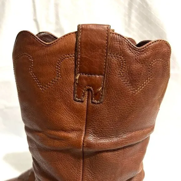 Zodiac Cowboy Boots 450 Hug Acorn Brown Leather Coastal Cowgirl Size 10