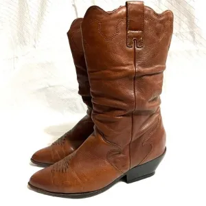 Zodiac Cowboy Boots 450 Hug Acorn Brown Leather Coastal Cowgirl Size 10