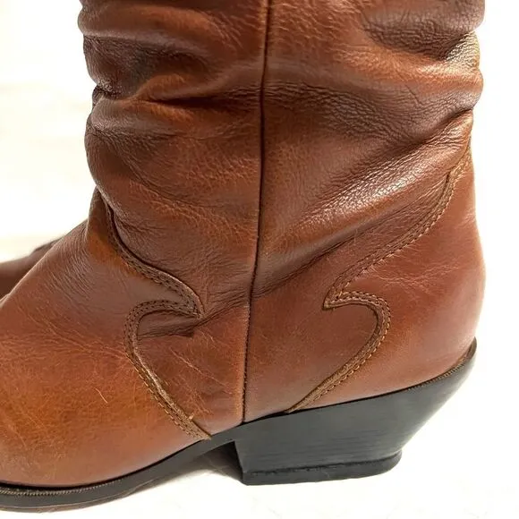 Zodiac Cowboy Boots 450 Hug Acorn Brown Leather Coastal Cowgirl Size 10