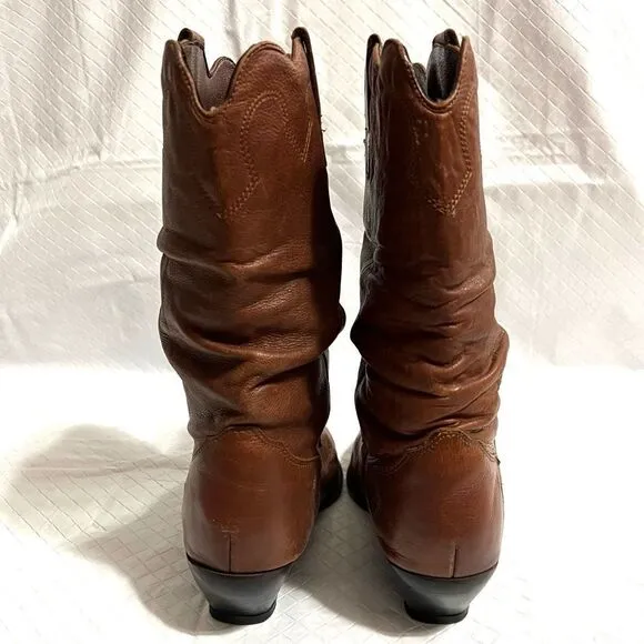 Zodiac Cowboy Boots 450 Hug Acorn Brown Leather Coastal Cowgirl Size 10