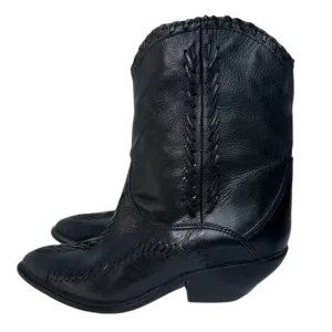 Zodiac Women’s Black Genuine Leather Laced Detail Cowboy Boots- Size 6